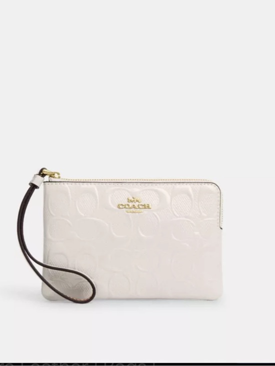 Coach Handbags - NWT Coach Corner Zip Wristlet - White